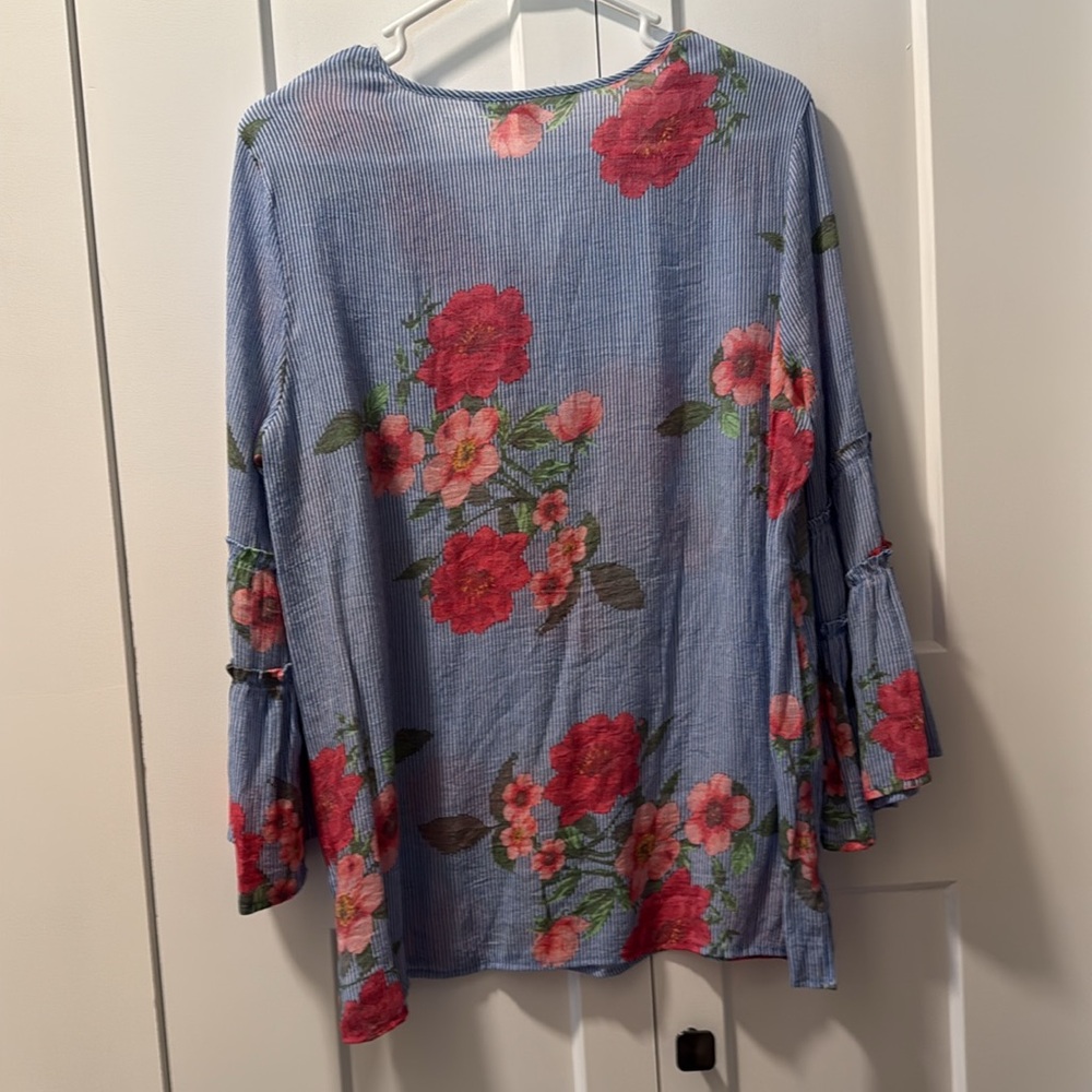 Valerie Stevens women's Boho  Blouse  Size M Blue - Picture 4 of 5